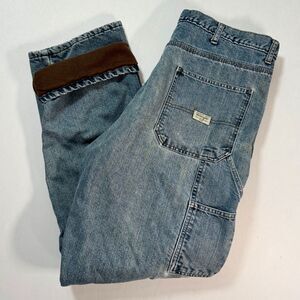 Wrangler Fleece Lined Work or Carpenter Jeans for Winter Size 36x34 Medium Wash